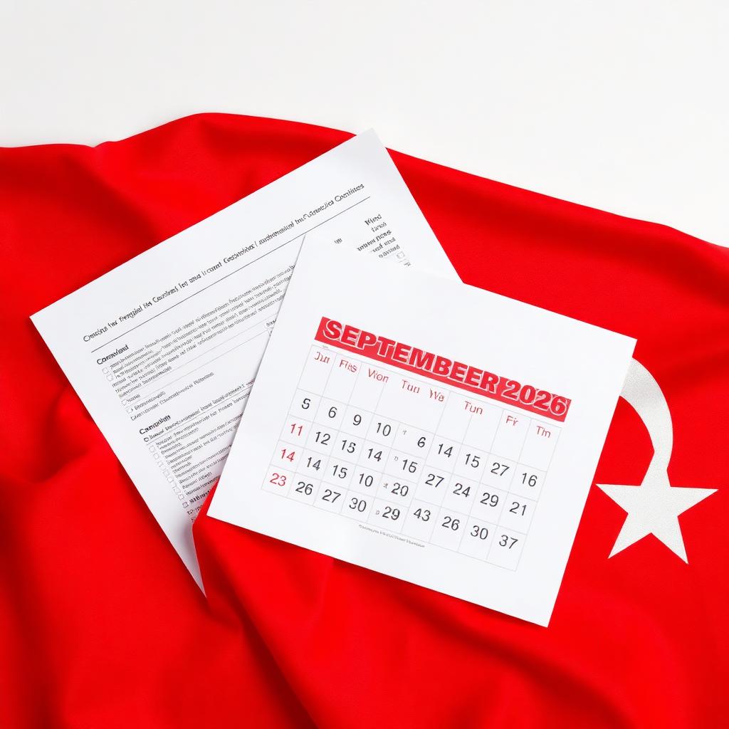 Turkish flag with chemical compliance documents and a September 2026 calendar